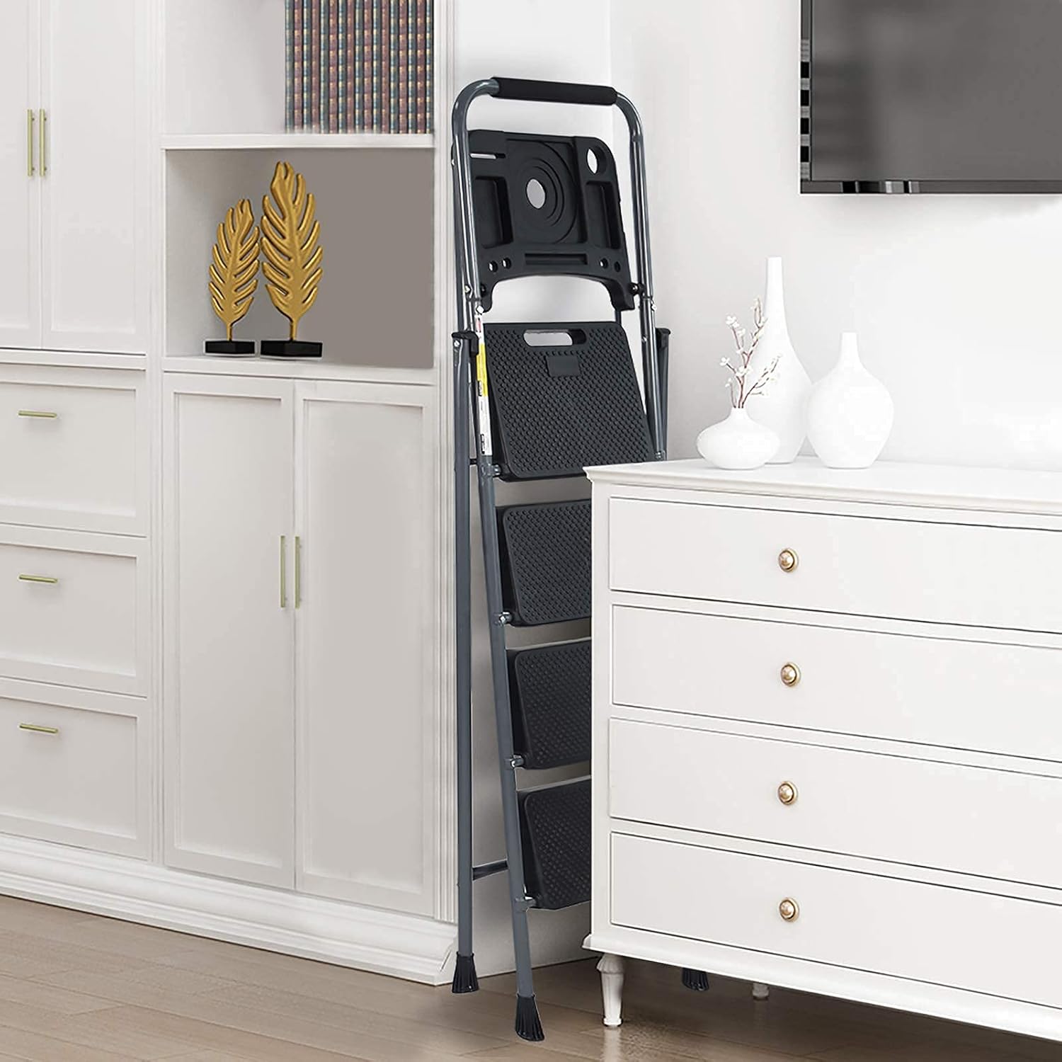 Hot Deals CharaVector 4 Step Ladder,Lightweight Folding Step Ladder,Folding Step Stool with Built-in Tool Platform and Anti-Slip Feet,Step Ladder with Handrails 80% Off Discount CharaVector 4 Step Ladder,Lightweight Folding Step Ladder,Folding Step Stool with Built-in Tool Platform and Anti-Slip Feet,Step Ladder with Handrails