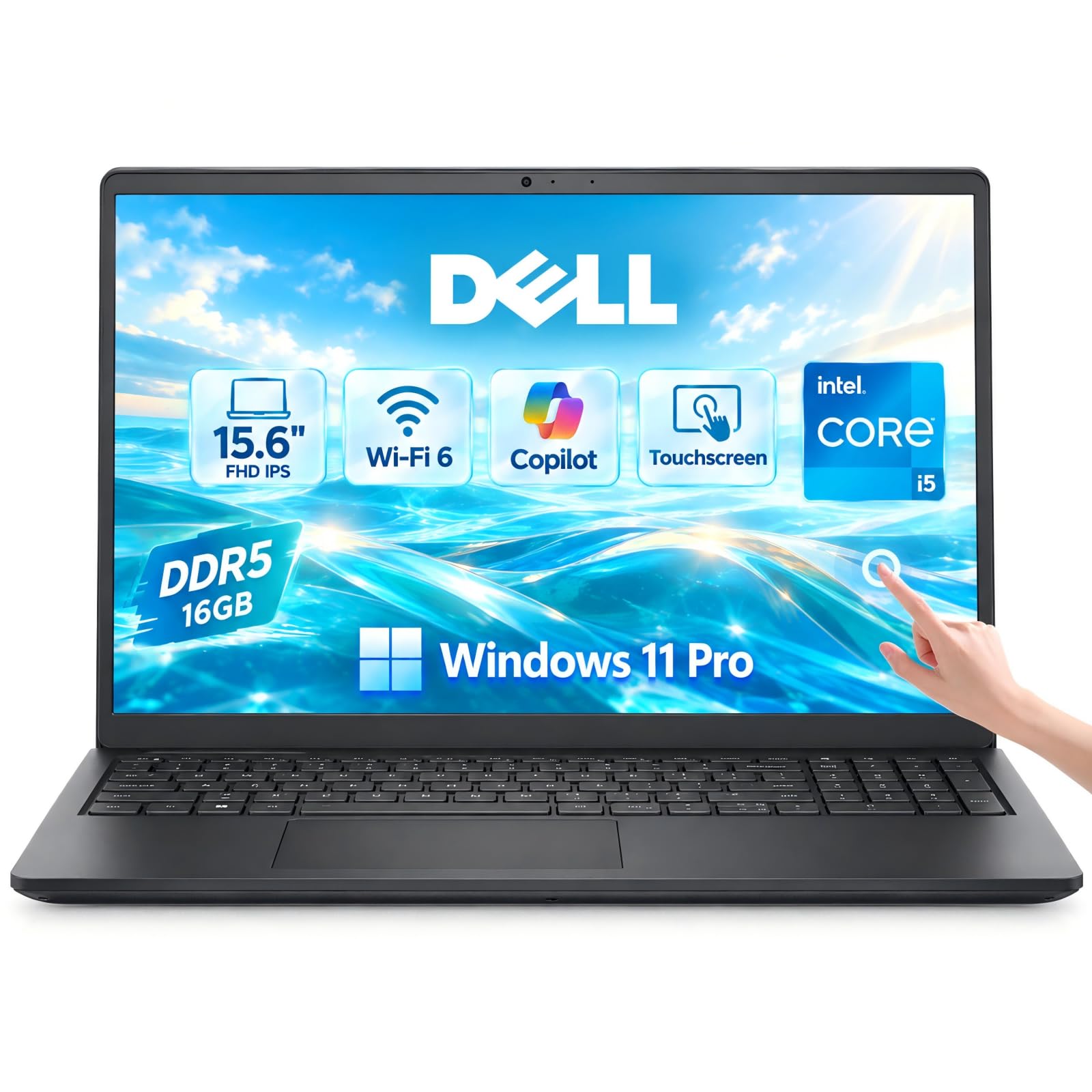 15.6" Touchscreen Laptop, Intel 10-Core i5-1334U, 16GB DDR5, 1TB SSD