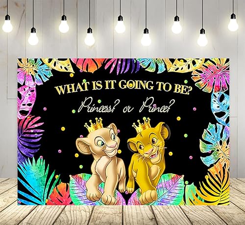 Telón de fondo de león para revelación de género, suministros de fiesta, fondos de fotos para niños o niñas, tema de león, cartel de baby shower, 59