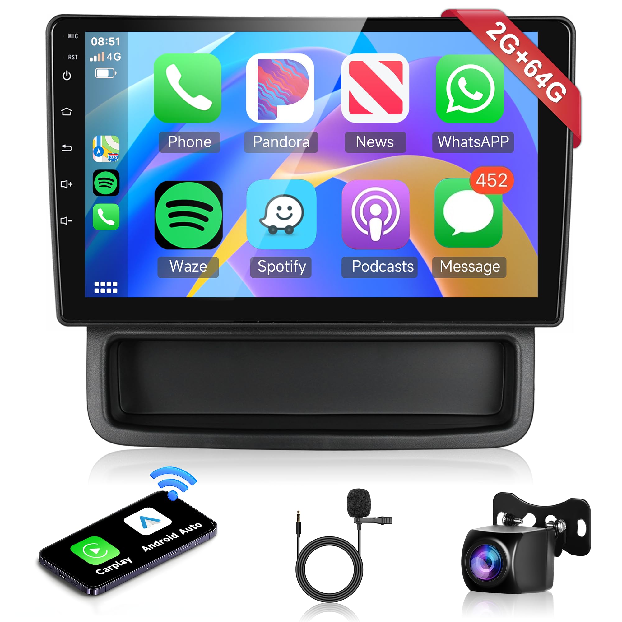 2G 64G VECHTEL 10.1" Radio Para Coche Para Renault Trafic 2010-2014/ Opel Vivaro/Nissan Primastar Carplay Android Auto,Android 15,DSP,WiFi GPS,Bluetooth RDS/FM Radio Con Cámara De Visión Trasera AHD