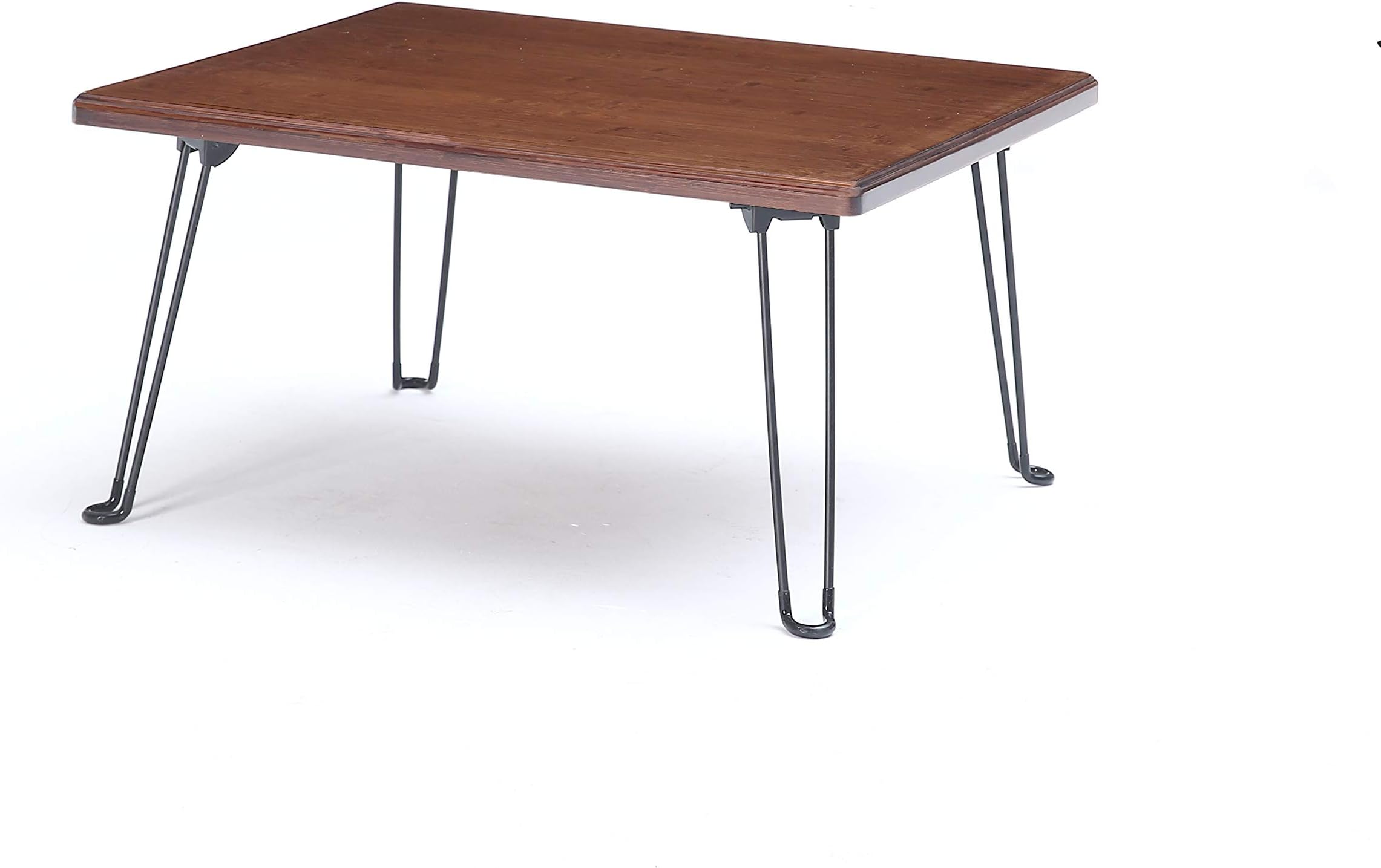 UNICOO Bamboo Wooden Rectangular Folding Table, Folding Coffee Table, Tray Table, Children's Art Craft Study Activity Table, Outdoor Picnic Table with Foldable Hairpin Metal Legs (Brown - Small)