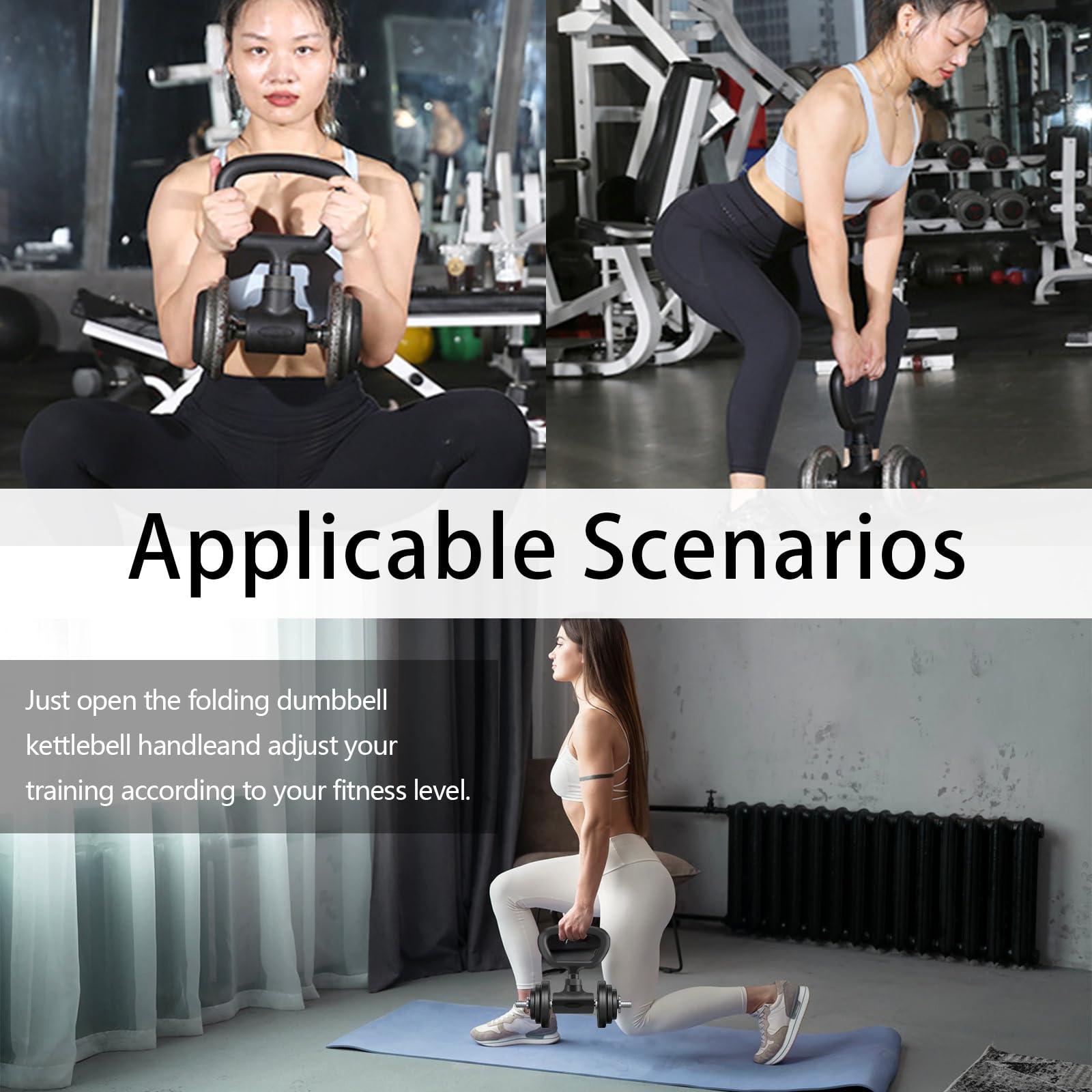 Kettlebell, Kettlebell Poignée Réglable et Rotative pour Haltères Transforme les kettlebells Poignée Antidérapante pour Haltères Équipement de Fitness pour la Maison