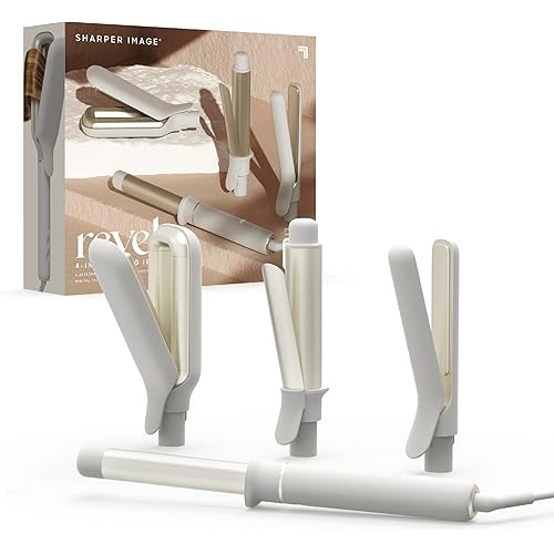 Sharper Image® Revel 4-In-1 Styling Iron |4 Attachments| Multi-Styler 1" Curling Wand, Wave Styler, Flat Iron| Adjustable Heat| Ceramic Tourmaline Technology|Hair Straightener & Curler| Gift for Women