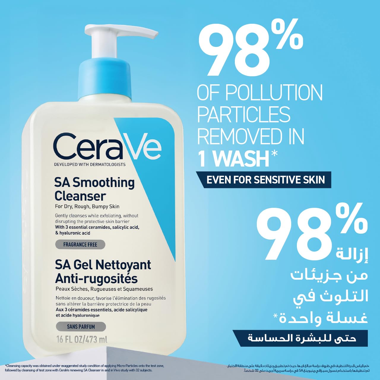 CeraVe Smoothing Cleanser – Exfoliating Salicylic Acid Face & Body Wash with 3 Ceramides & Hyaluronic Acid for Rough, Bumpy Skin on Arms, Legs & Body, Fragrance-Free & Barrier-Supporting
