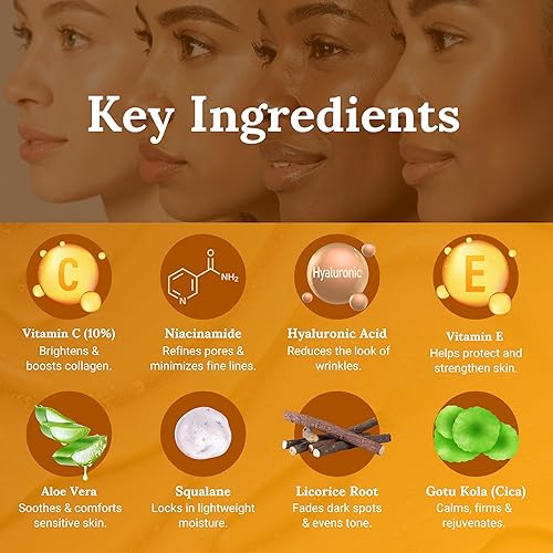 Miniatura 5 de Rejalla - Suero de vitamina C para la cara - 10% de vitamina C ácido hialurónico niacinamida suero antienvejecimiento - Suero facial luminoso -