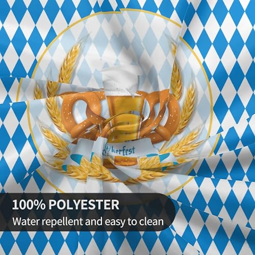 Miniatura 6 de Oktoberfest - Mantel redondo de 60 pulgadas, diseño de cuadros azules bávaros, decoración de fiesta, lavable, resistente a las arrugas, resistente a