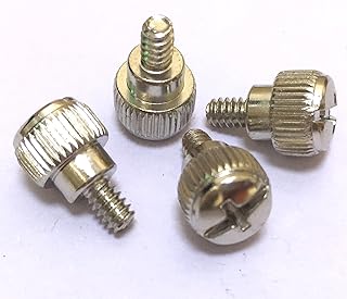4x Silver Color Aluminium Alloy Flat Screws Thread Length 5mm Connection Adapter PC Computer Case Machine Boxies Box Side Plate Lock-ing Connect Hand Tightened Connector Parts Accessories
