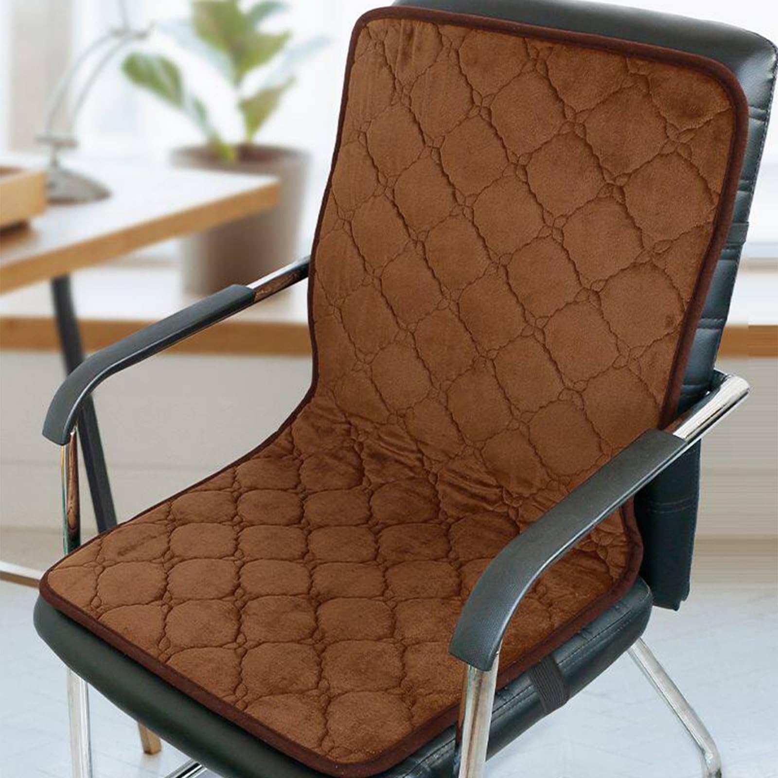 Almohadilla Electrica para Silla de Oficina, Esterilla Calor con 3 Niveles fe Temperatura y Temporizador de 12 Horas, Mantita Electrica para la Espalda y Las Caderas(Brown)