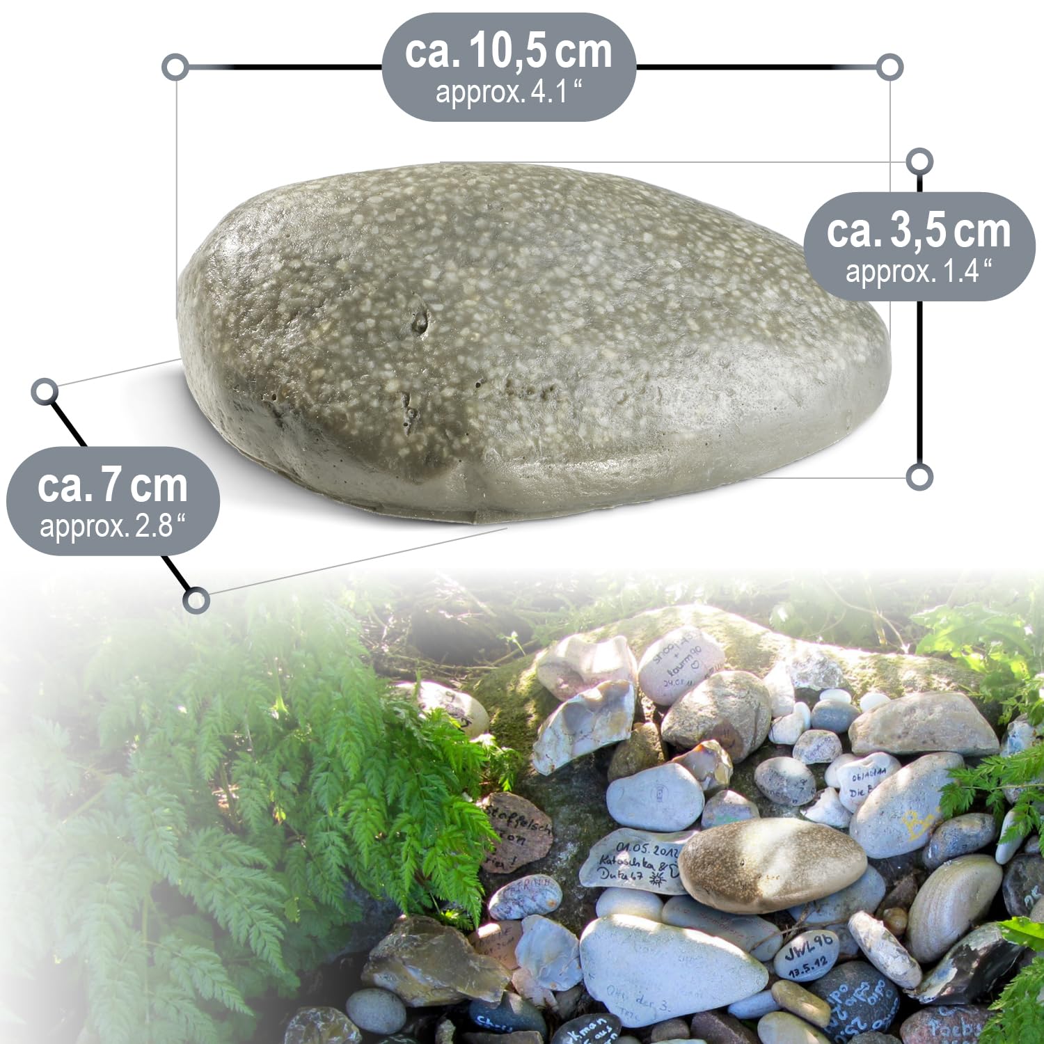 COM-FOUR® Finta Pietra Chiave Pebblestone con Scomparto Segreto per Geocaching - Nascondiglio Chiave in Aspetto Pietra