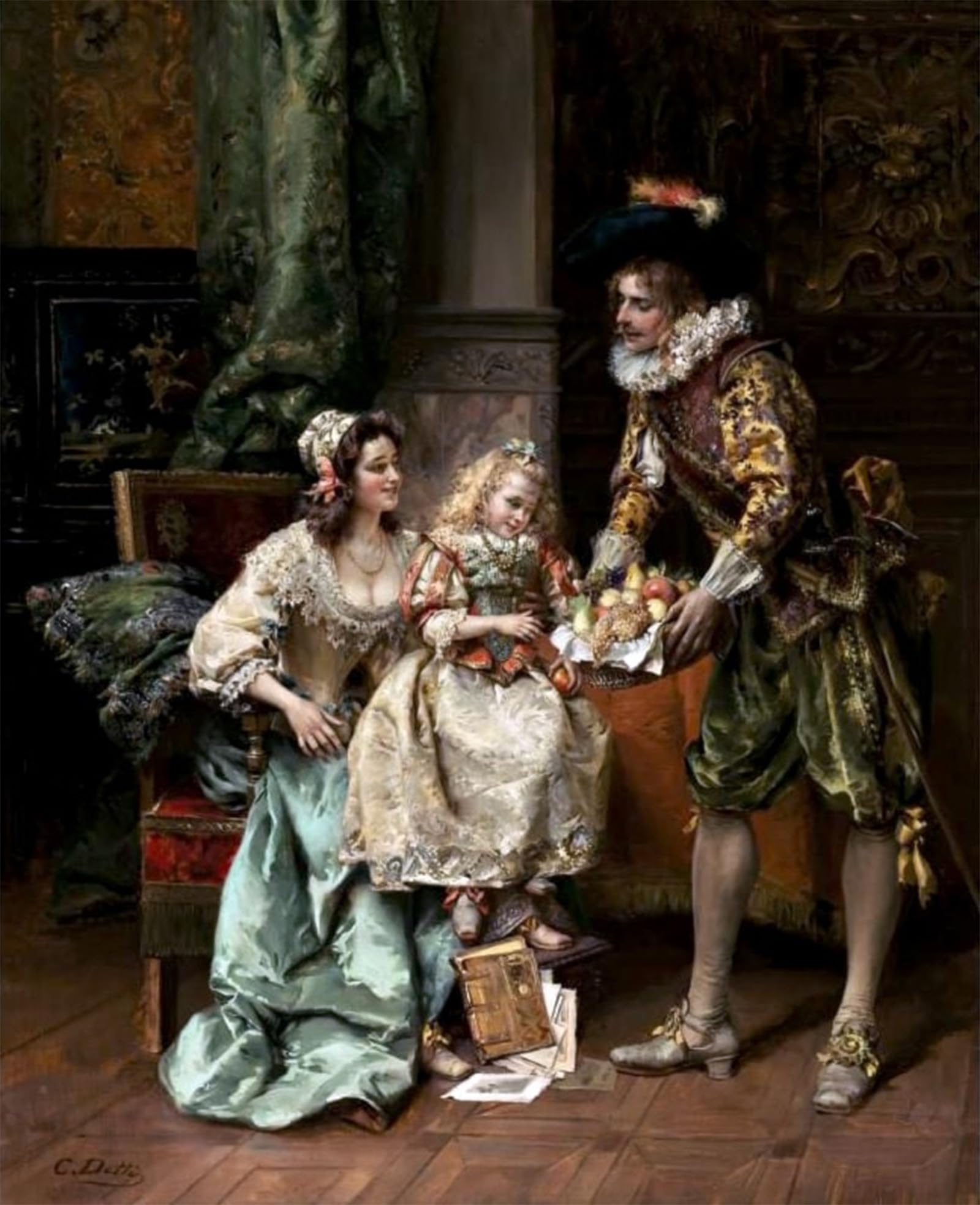 ARTXLXXBN Famous Art Print Poster Vintage Wall Art She Picked Her Favorite Cesare-Auguste Detti Canvas Art Poster for Home Decor 60x90cm