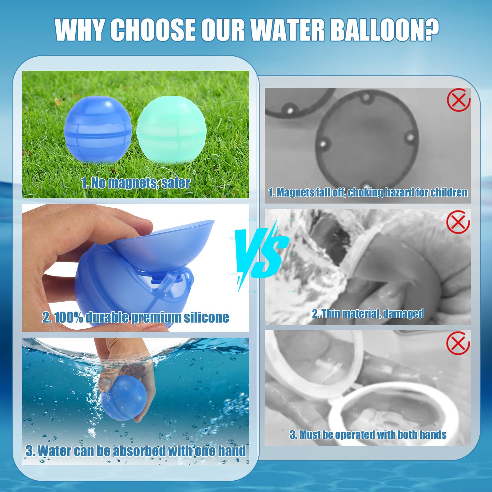 Lyreh 16pcs Reusable Water Balloons, 4 Colors Silicone Quick Fill Water Balls with Mesh Storage Bag Perfect Summer Pool Beach Outdoors Activities Game Toys and Party Supplies - Image 3