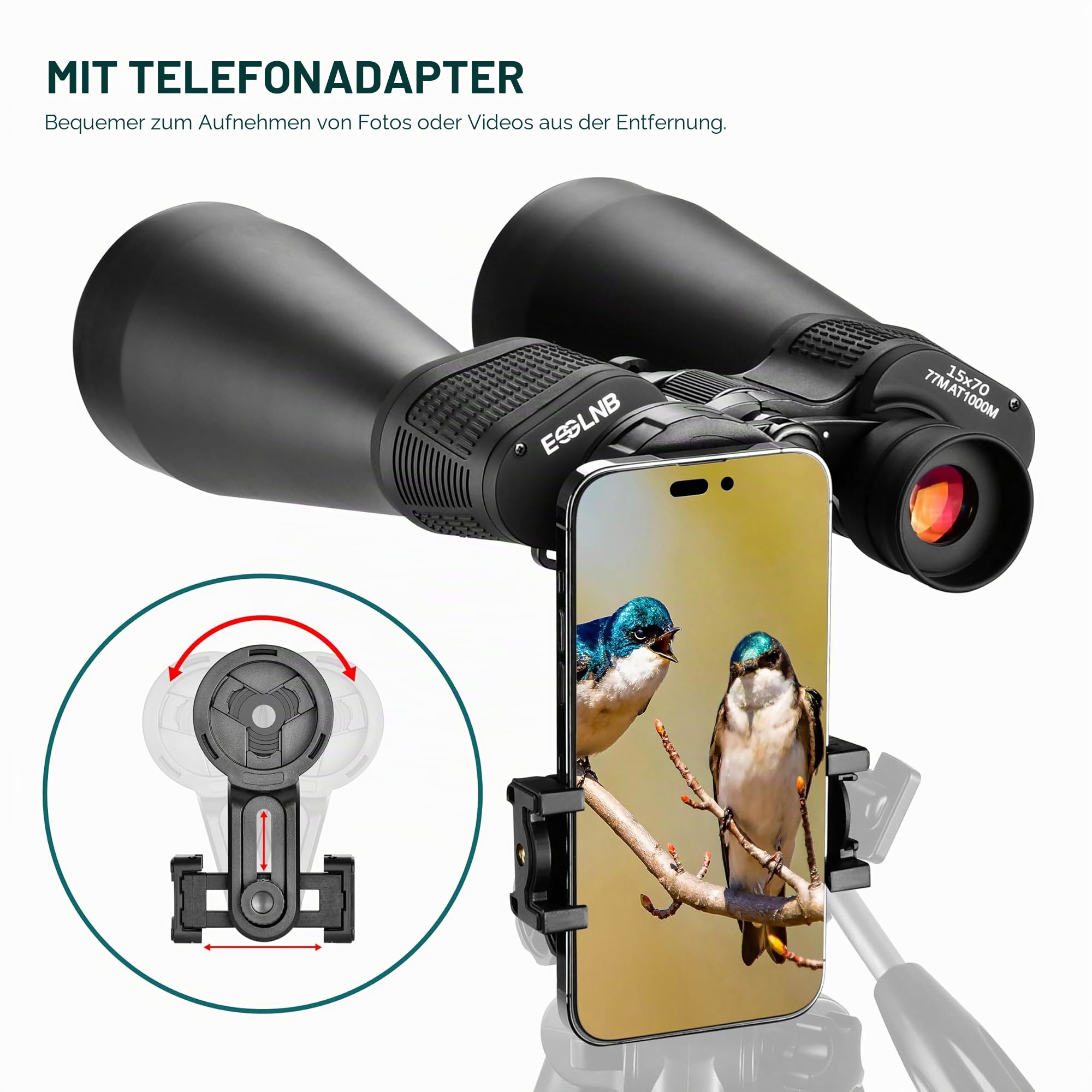 ESSLNB Astronomie Fernglas Groß 15X70 Großfernglas für Erwachsene mit Handy Adapter Stativadapter und Tasche