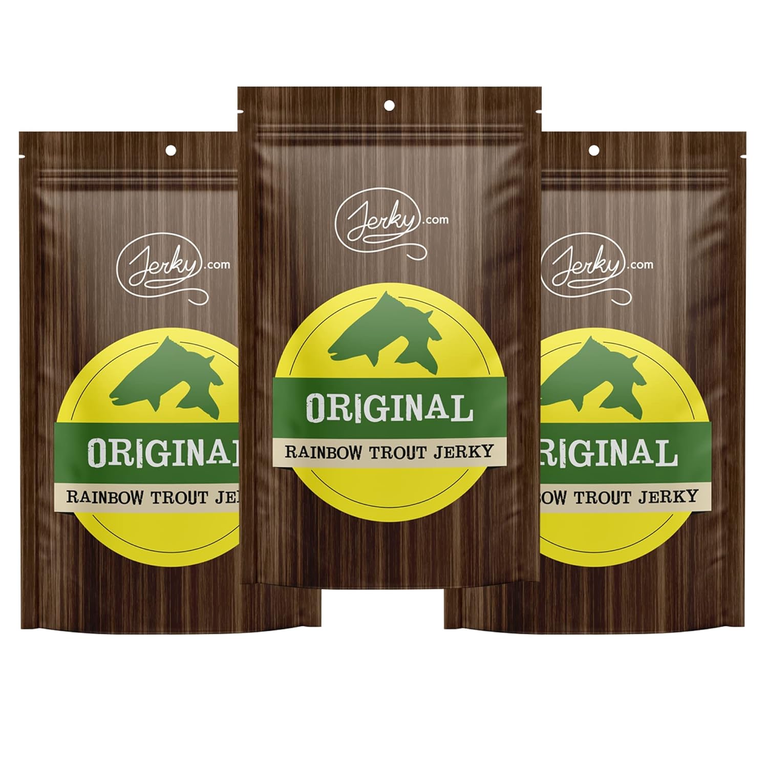 Original All Natural Rainbow Trout Fish Jerky - 3 PACK - The Best Trout Jerky on the Market - 100% Whole Muscle Rainbow Trout - No Added Preservatives, No Added Nitrates and No Added MSG - 5.25 oz.