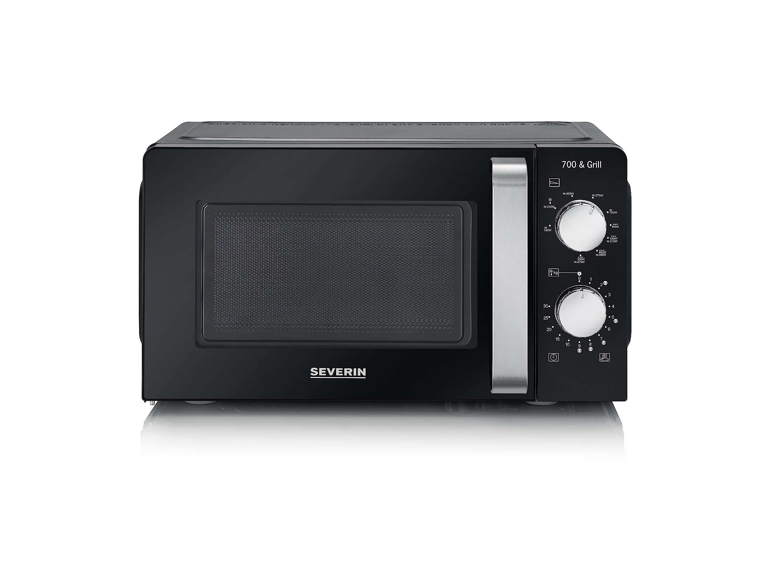 SEVERIN Four Micro-ondes, Gril 900W, 17L, 9 niveaux de puissance, Minuteur 30 min, Plateau tournant amovible (Ø24,5cm), Noir, MW7781