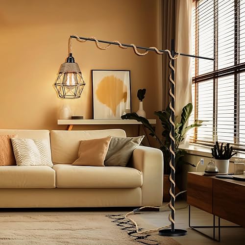 Miniatura 2 de Lámpara colgante enchufable, lámpara colgante industrial con cable de enchufe, interruptor de encendido/apagado de cuerda de cáñamo, lámpara