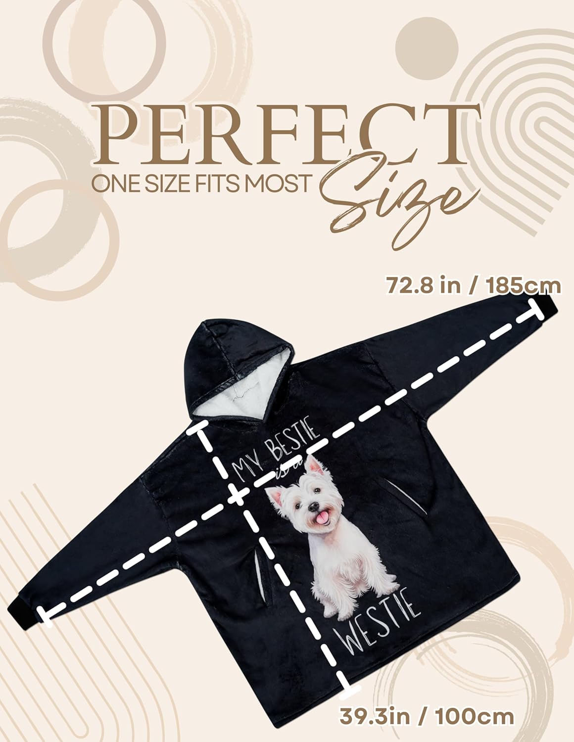 Westie Gifts, Gifts for West Highland Lover, Westie Gifts for Women & Men, Westie Blanket Hoodie for Adults, Oversized Wearing Blanket, One Size Fits All - Image 4