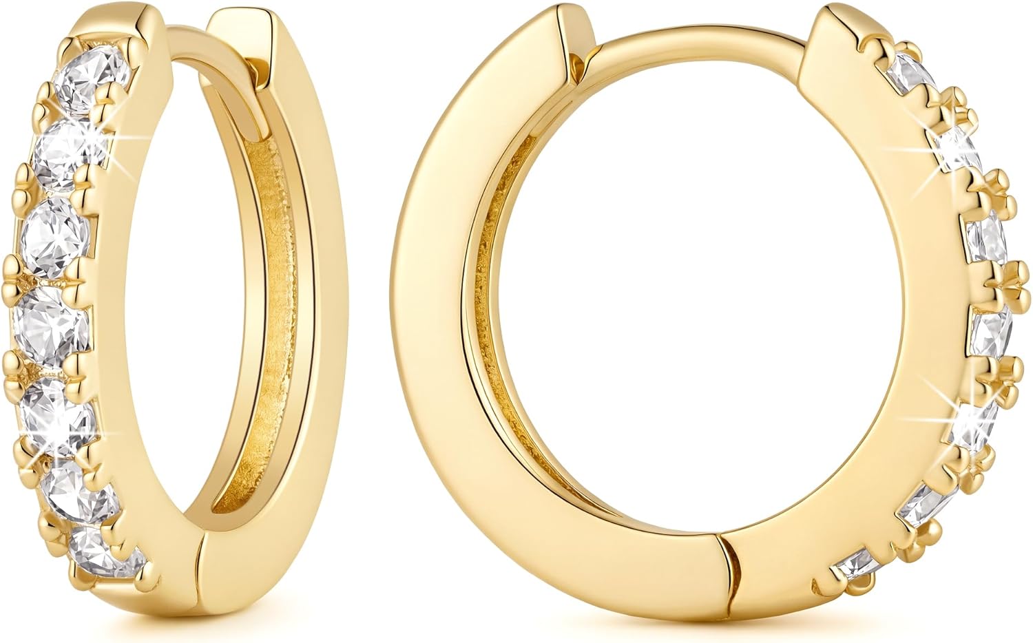Gold Hoop Earrings 14K Gold Earrings for Women 14K Gold Hoop Earring for Women Hoops Classic Round Silhouette with Cubic Zirconia Hoops Earring for Womens 12/14/16/20/25/30mm