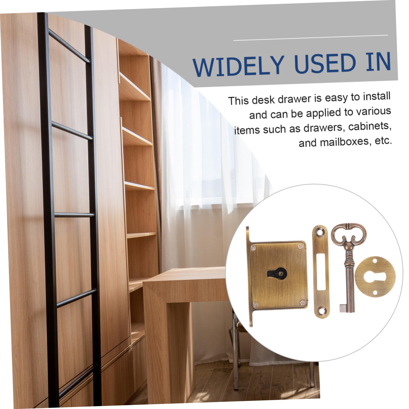 DOITOOL Serratura per Cassetto in Ottone Stile Antico con Chiave, Set per Armadietto, Protegge Documenti e Previene Furti, Chiusura Sicura e Resistente