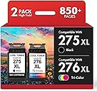 275 and 276 TS3722 TR4720 Ink Cartridges Replacement for Canon Printer 275XL 276XL Combo Pack PG-275 CL-276 XL for Canon PIXMA TR4700 TR4722 TS3522 TS3522 TS3500 TS3520 TS3720 (2 Pack, Black Color)