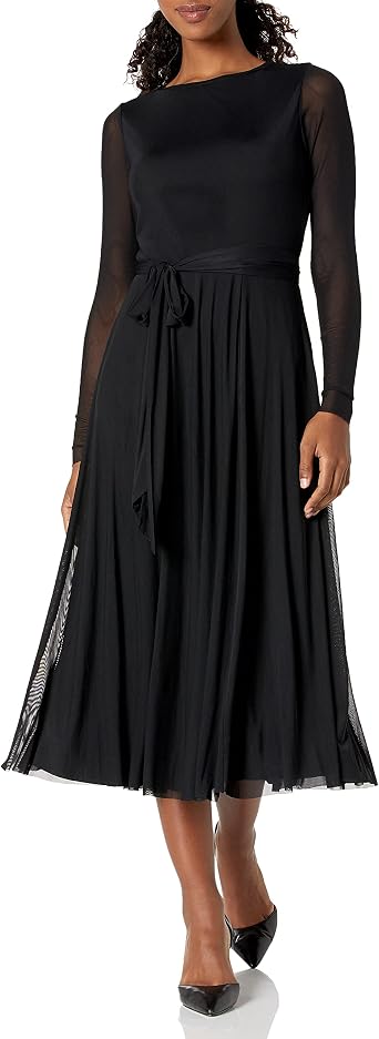 Mesh Long Sleeve Midi Dress at Amazon 