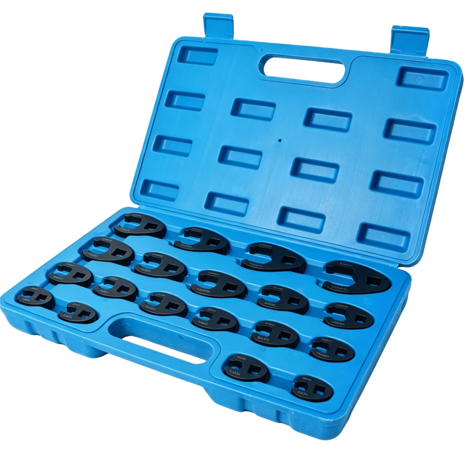 19 Pcs Juego de Llaves, Llaves de Pata de Gallo de Acero CR-MO, Métricas de 8 a 32 mm, Juego de Llaves Combinadas Crowfoot 1/2" y 3/8" Accionamiento, Llave para Tuercas Abocinadas