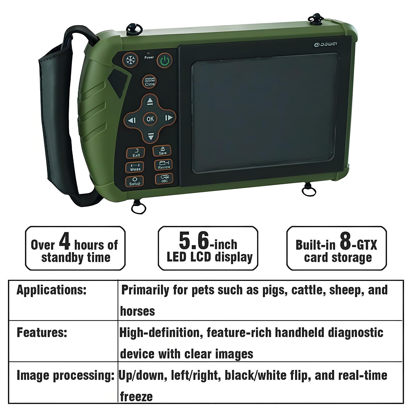 échographe Vétérinaire sans Fil - Sonde Mécanique De 3,5 MHz, Portable. Kit D'échographie B | Détecteur De Gestation Portable pour Porcs, Bovins, Ovins Et élevage