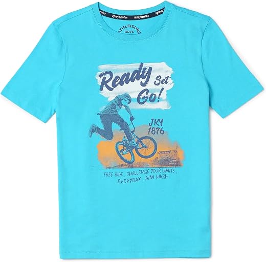 Jockey AB23 Boy's Super Combed Cotton Graphic Printed Half Sleeve T-Shirt (Prints May Vary)