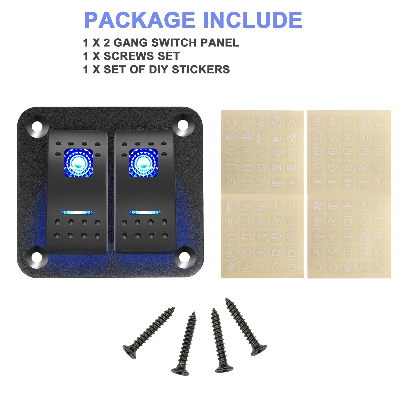 Panel Light Rocker Switch 12v Switches 5 Gang Switch Panel 12V Rocker Switch Panel Blue LED ...