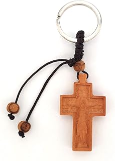 Iconsgr Two Sided Christian Orthodox Greek Religious Keyring with Wood and Metal Cross / 4