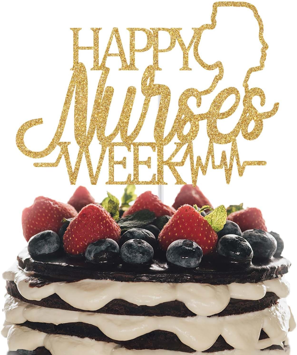Happy Nurses Week Cake Topper, Nurses Appreciation Party Decorations, Thank You Nurse - We Appreciate You Decor, Appreciation Week Decoration Supplies Gold Glitter