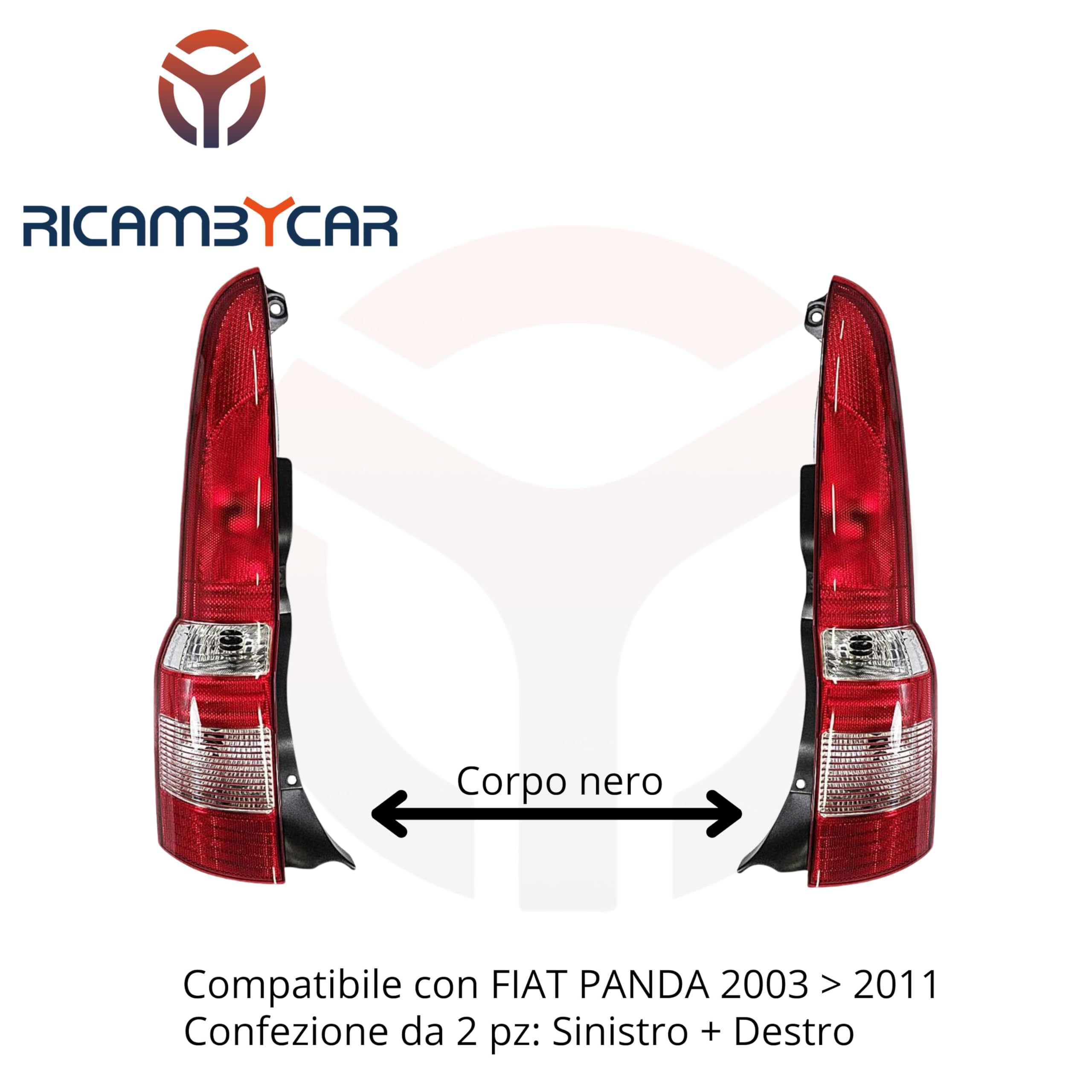 Coppia Fari Fanali Posteriori corpo Nero, Compatibile con FIAT PANDA (169) dal 2003 al 2011 (Coppia)