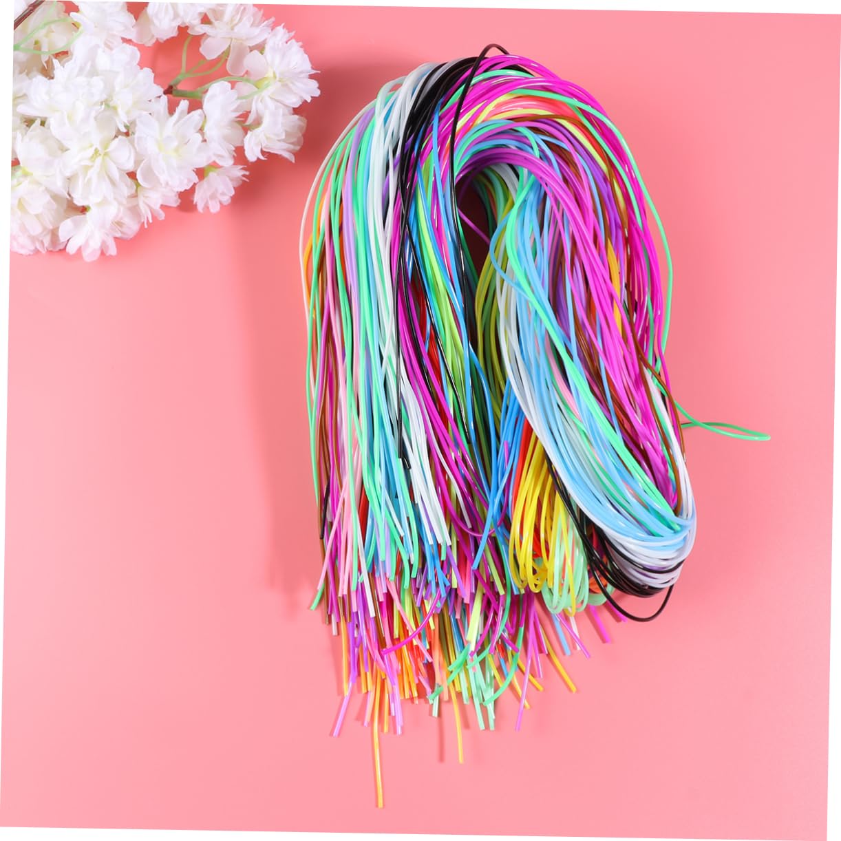 NUOBESTY PVC Kordel als Schnur für Ketten 2 Beutel À 400 Stück Bunt für Armbänder Schlüsselringe und Bastelarbeiten Zufällige Farbe