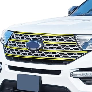 BOGAR TECH DESIGNS for Ford Explorer 2020-2024 Front Chrome Delete – Precut Vinyl Overlay Kit, Gloss Black Blackout Trim