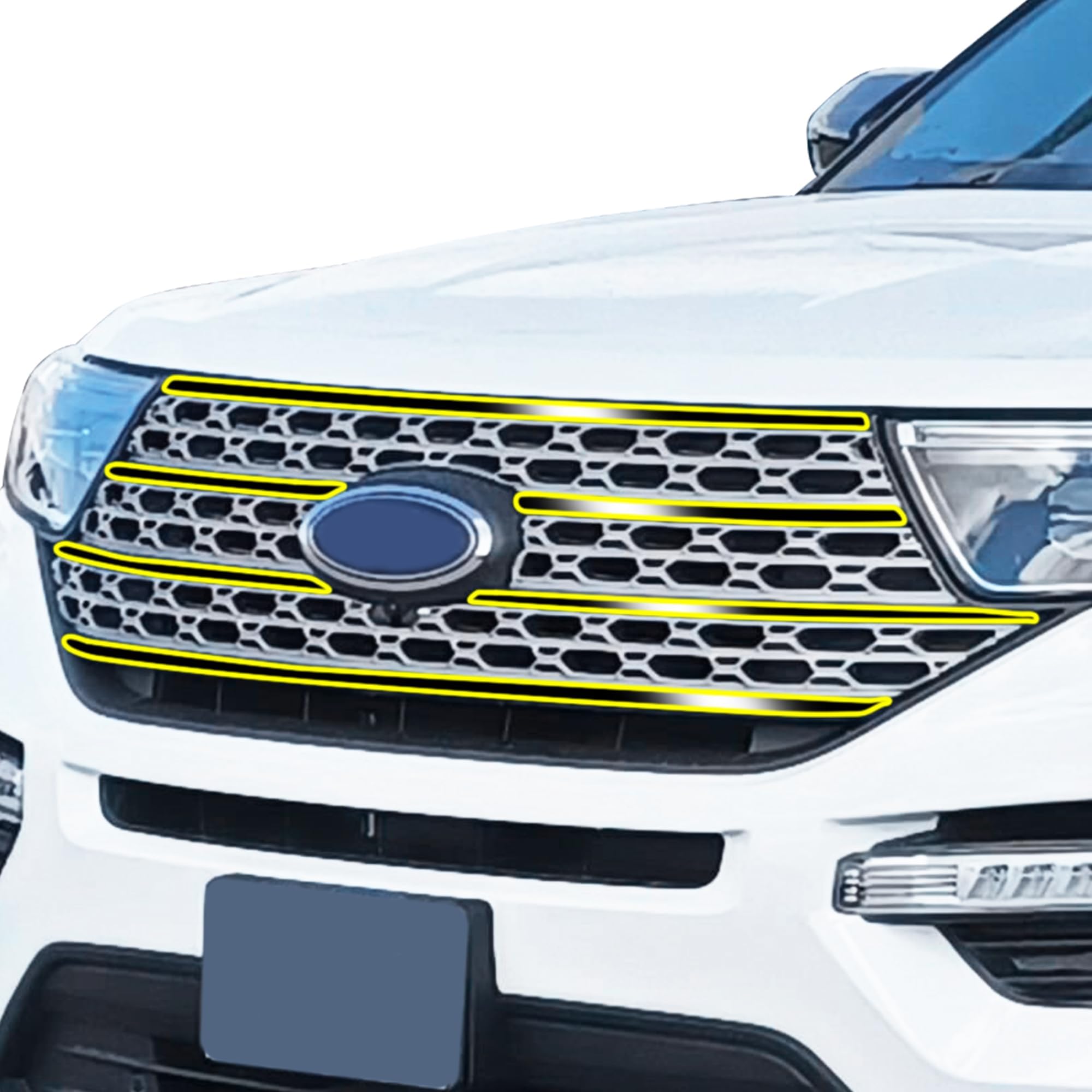 Amazon.com: BOGAR TECH DESIGNS for Ford Explorer 2020-2024 Front Chrome  Delete  Precut Vinyl Overlay Kit, Gloss Black Blackout Trim : Automotive