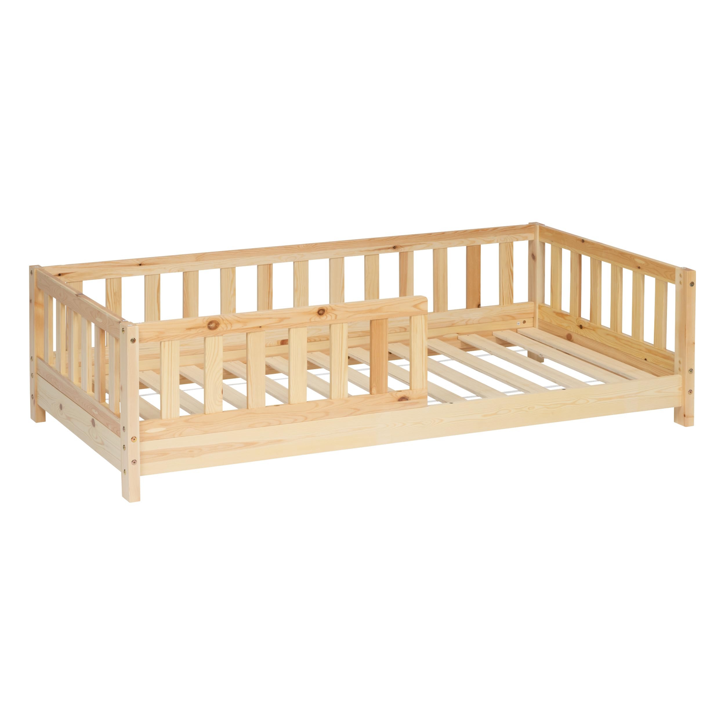 Lit barrières pour Enfant en Bois Naturel 80x160 cm Montessori