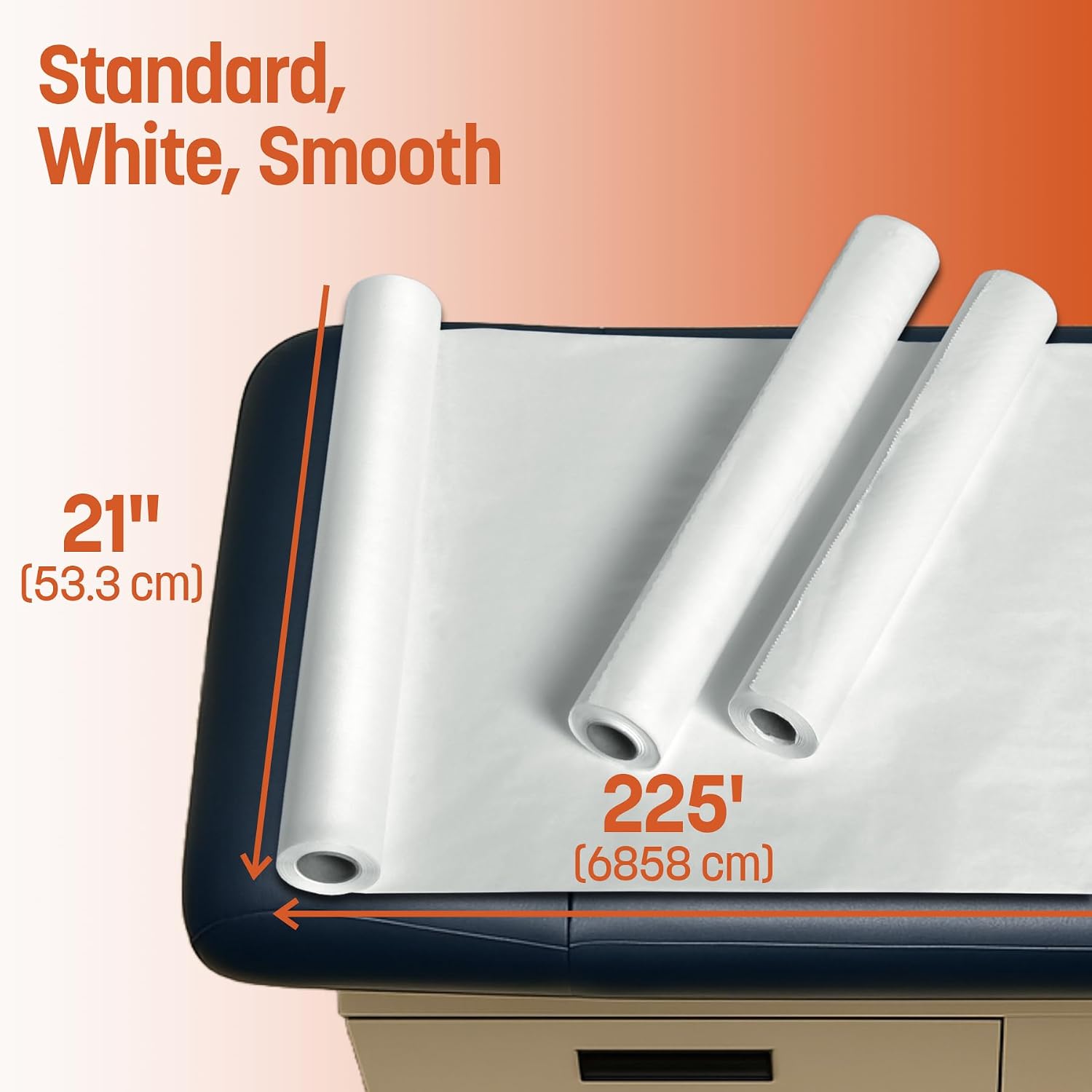 Caring Medical Exam Table Paper, Smooth Table Paper, 21 inches x 225 feet, Case of 12 Rolls, Ideal for Doctor Offices, Crafts, Spas, Tattoo Parlors, and more, Hygienic Disposable Surface Protection
