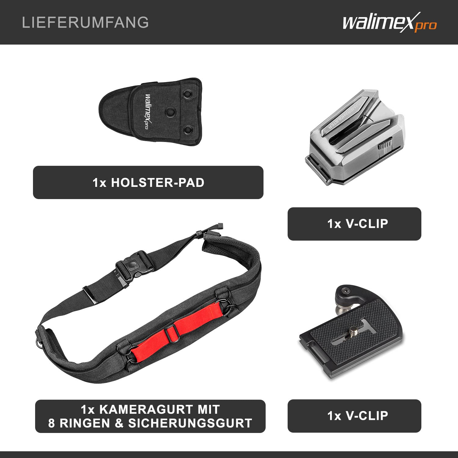 Walimex pro Ceinture abdominale appareil photo multicolore Hüftgurt 1 Clip