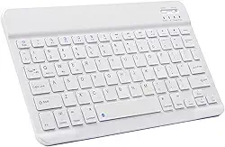 Teclado Bluetooth ultrafino portátil mini teclado sem fio recarregável para Apple iPad, iPhone, Samsung, tablet, smartphone, iOS, Android, Windows (10 polegadas) branco)