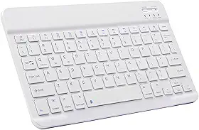 Teclado Bluetooth ultrafino portátil mini teclado sem fio recarregável para Apple iPad, iPhone, Samsung, tablet, smartphone, iOS, Android, Windows (10 polegadas) branco)