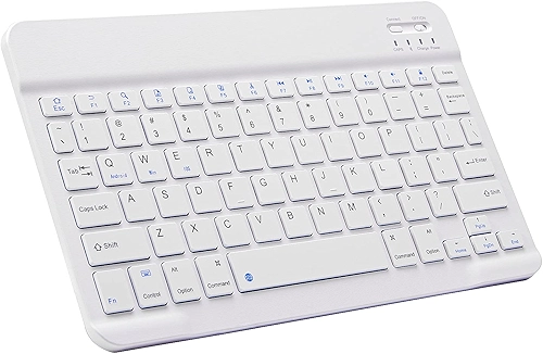 Teclado Bluetooth ultrafino portátil mini teclado sem fio recarregável para Apple iPad, iPhone, Samsung, tablet, smartphone, iOS, Android, Windows (10 polegadas) branco)
