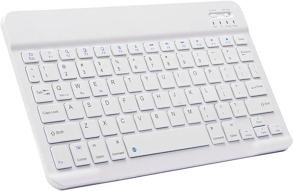 Teclado Bluetooth ultrafino portátil mini teclado sem fio recarregável para Apple iPad, iPhone, Samsung, tablet, smartphone, iOS, Android, Windows (10 polegadas) branco)
