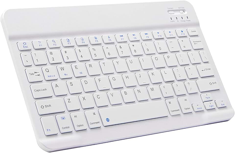 Teclado Bluetooth ultrafino portátil mini teclado sem fio recarregável para Apple iPad, iPhone, Samsung, tablet, smartphone, iOS, Android, Windows (10 polegadas) branco)