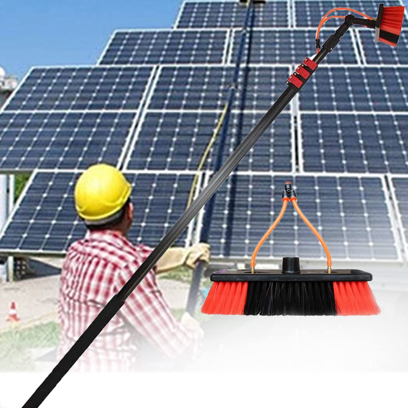 GTHTUHFD Water Fed Pole Kit Window And Solar Cleaning Pole W/Water Fed Telescopic Brush/Brush Window And Solar Panel Cleaning System Windows Cleaning & Washing Tool7.2M/24Ft,7.2m/24FT