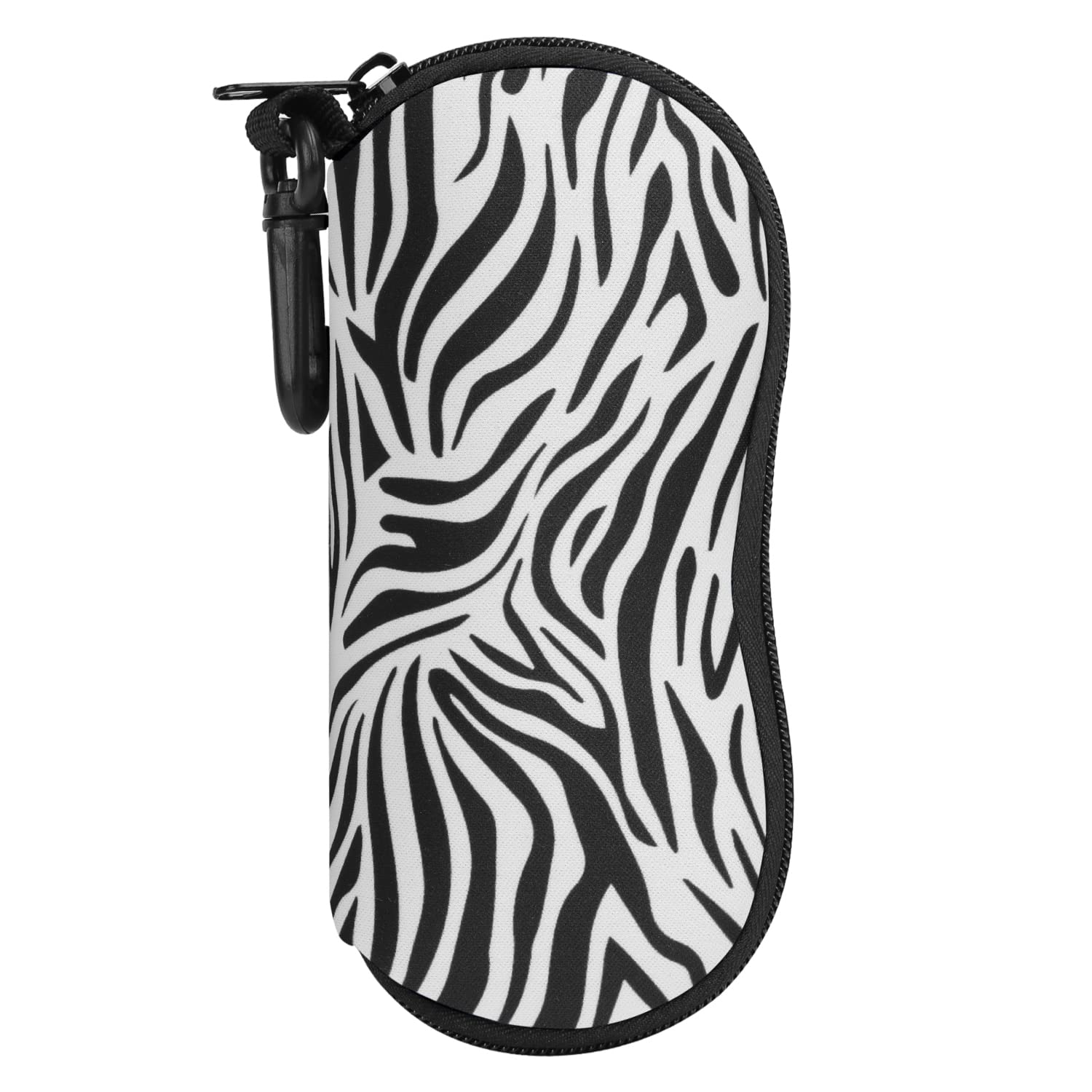 MoKo Sunglasses Soft Case Ultra Light Neoprene Zipper Eyeglass Case with Belt Clip, Zebra