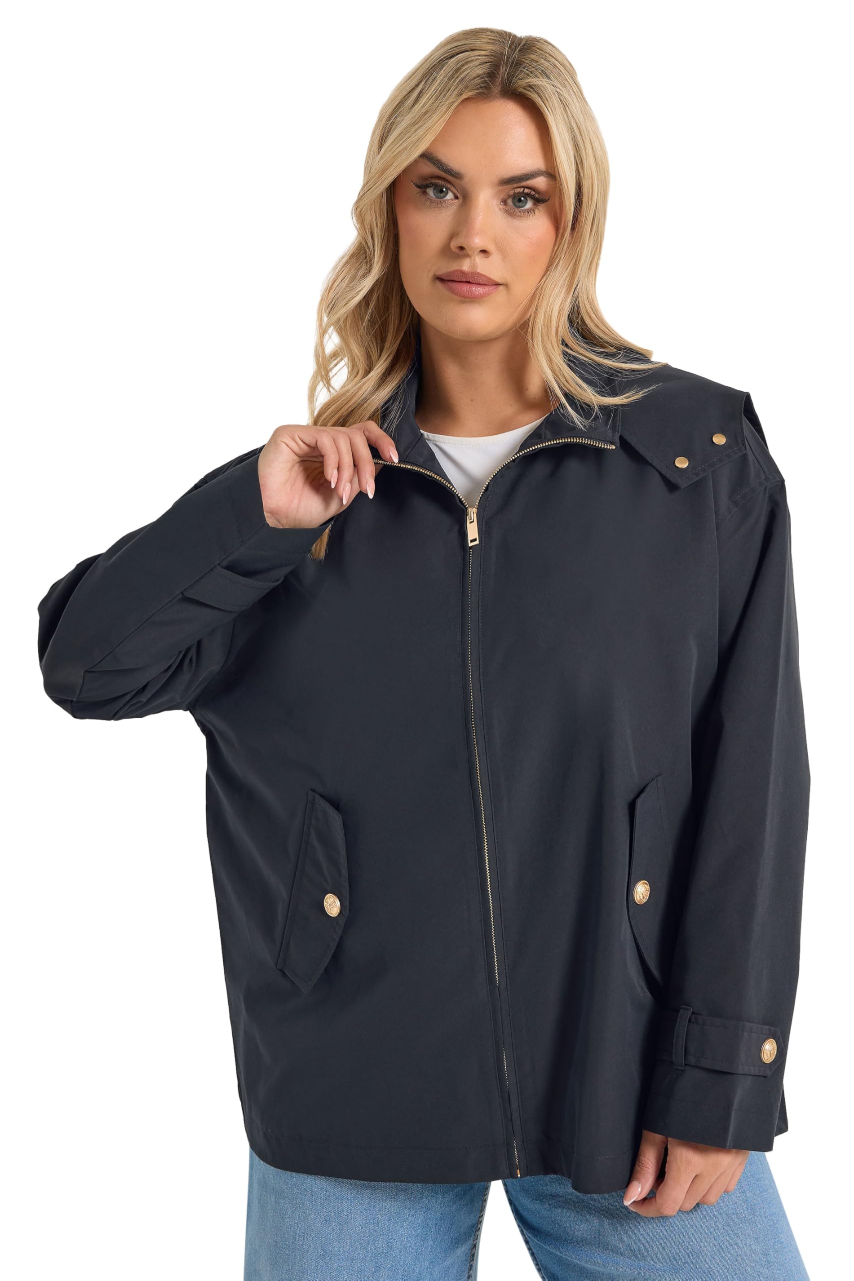 Yours Women's Military Button Jacket in Dark Navy | Size: 22-24