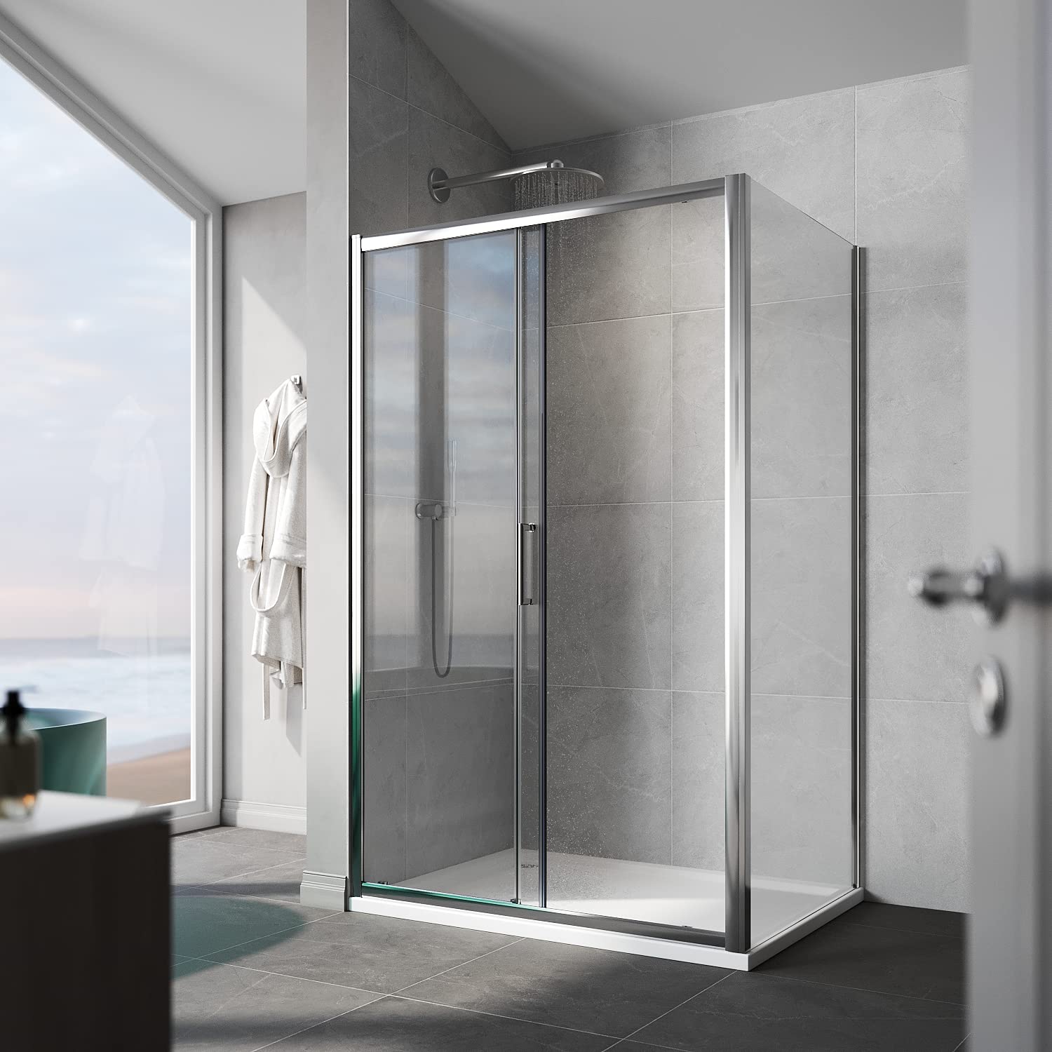 ELEGANT 1000 x 700mm Modern Sliding Shower Enclosure Cubicle 8mm Safety