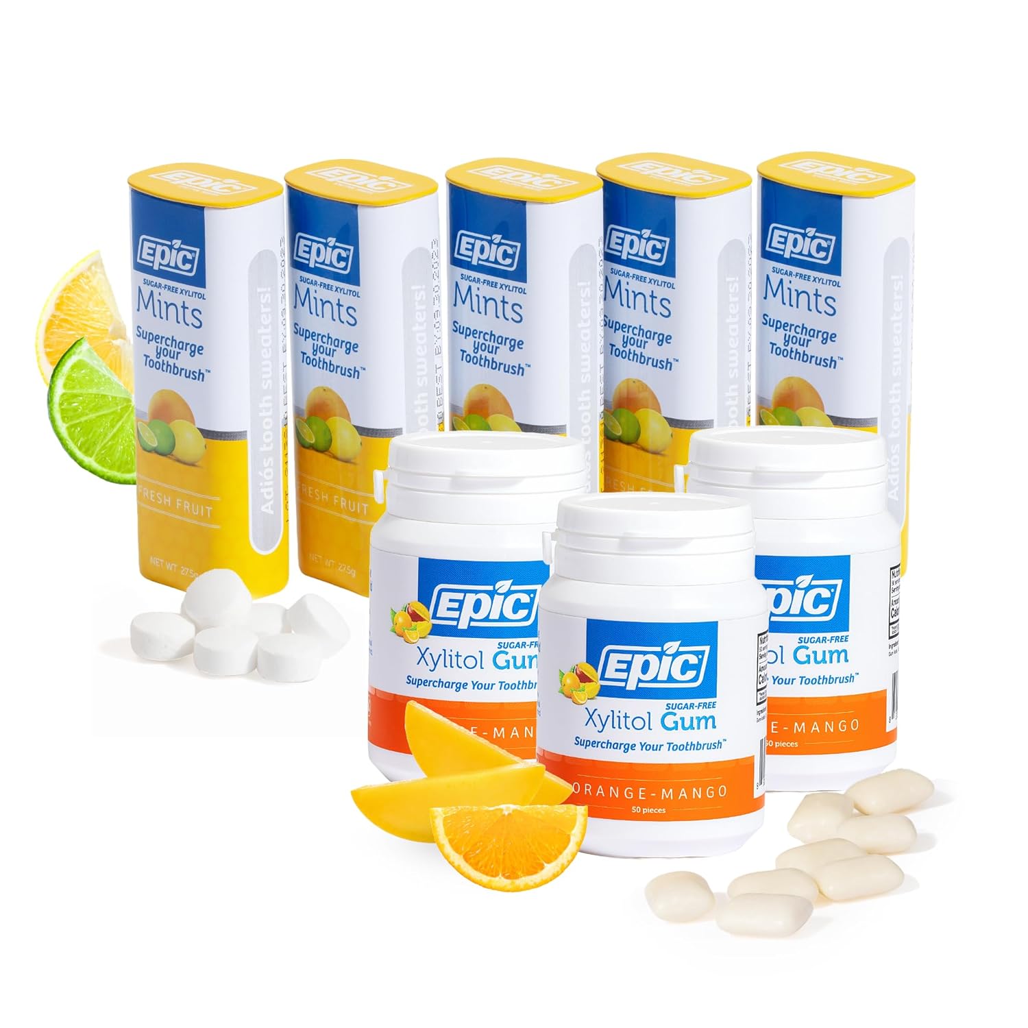 Chicle Epic Orange Mango y Mentas Fruit - 425 Unidades - Sin Azúcar, Sin Gluten