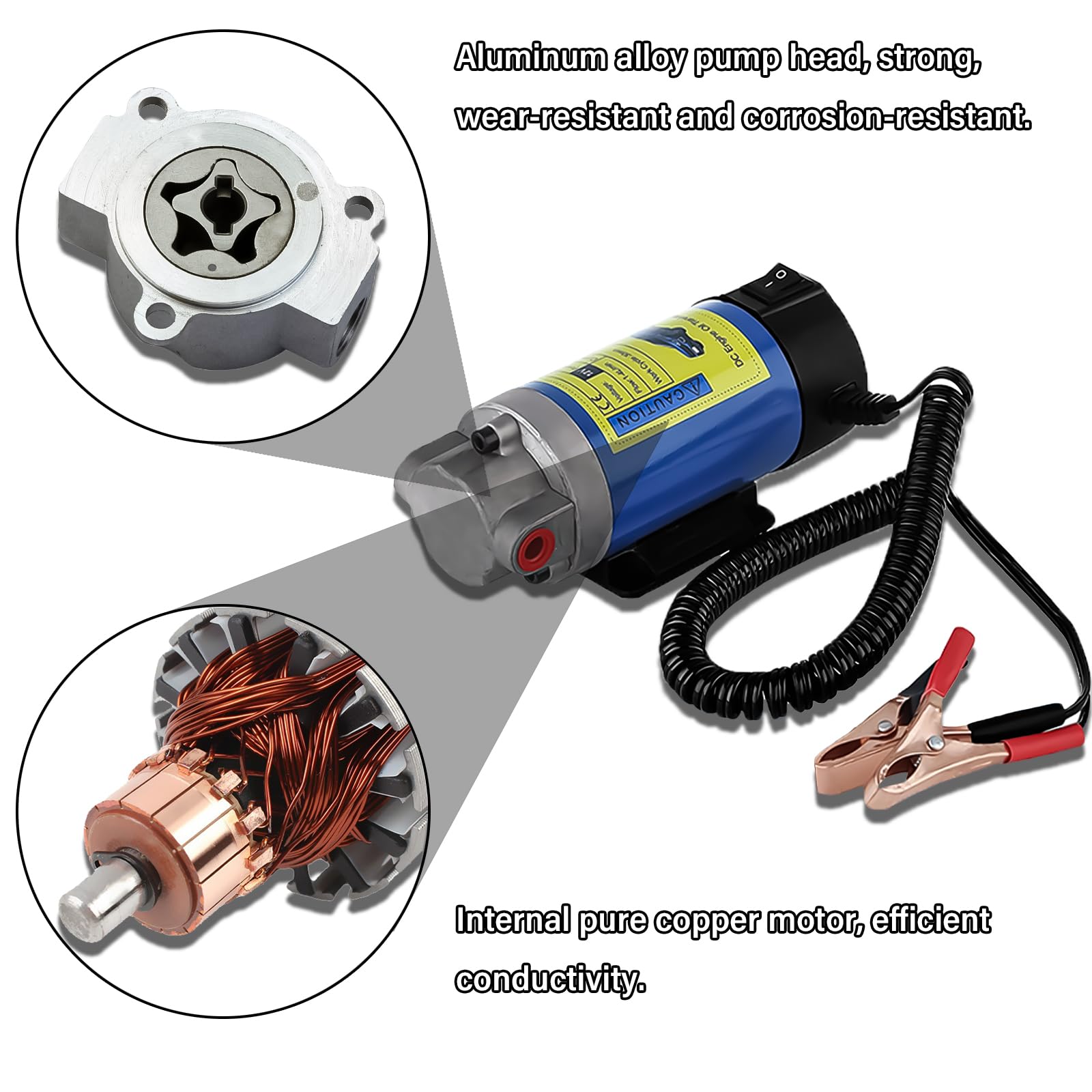 12V 100W Ölabsaugpumpe, Tragbarer Motor, Geräuscharm, Selbstansaugender Motor, Elektrisch Diesel für Auto, Motorrad und Boot, Ölwechselpumpe