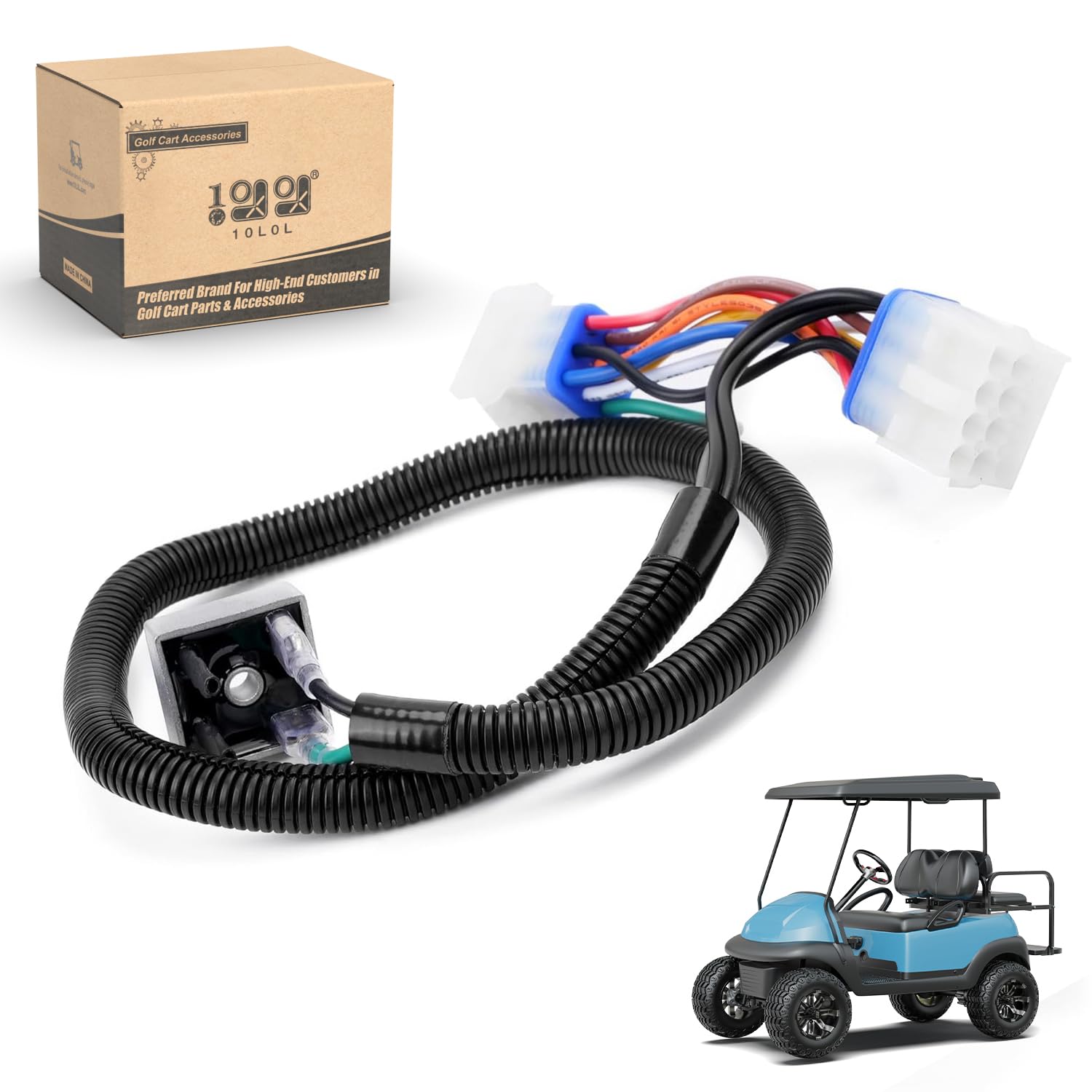 Photo 1 of 10L0L Golf Cart Harness Adapter-12V Headlight Voltage Reducer Harness for Club Car Precedent (Since 2004) Gas Golf Cart Light Harness, 9 Pin to 12 Pin Converter Harness