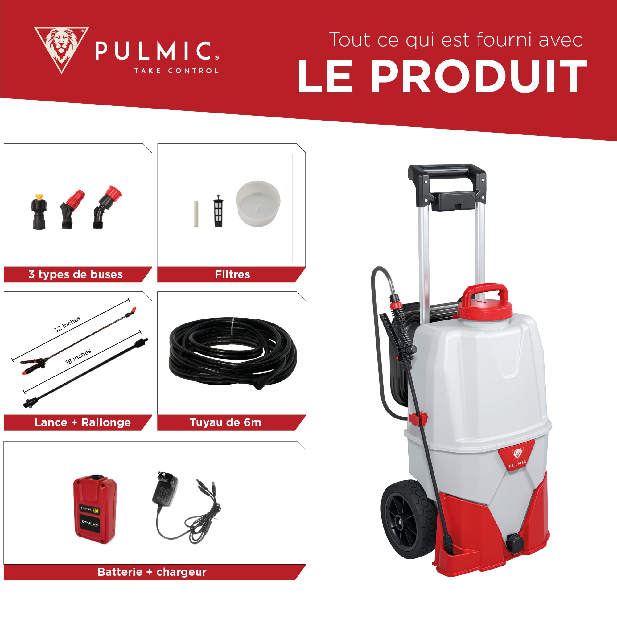 PULMIC Kit Premium Pulvérisateur Électrique 35L + Lance Télescopique 5m, 4 Bar, Tuyau 6m, Autonomie 7h. pour Nettoyage de Toits (Pulverisateur 35 litres + Lance télescopique 5 m)